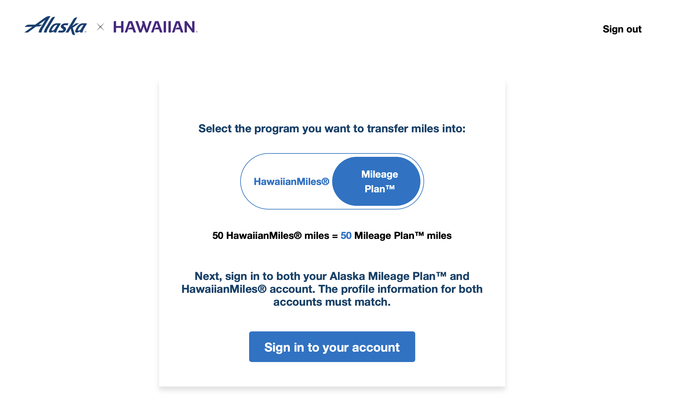 how to transfer from Hawaiian airline to Alaska mileage plan